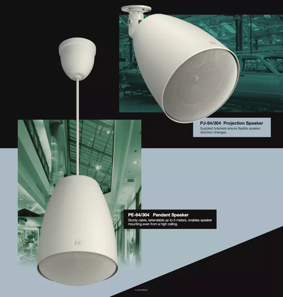 TOA PE-304 Dwudrożny głośnik podwieszany 30W; efektywność 91 dB SPL, pasmo przenoszenia 70Hz - 20kHz; długość przewodu 5m - 4
