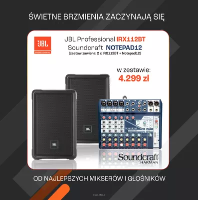Zestaw 2x JBL Professional IRX112BT + Soundcraft NOTEPAD12