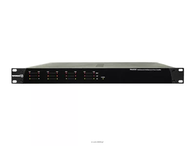 WORK PA 8150 CYFROWY wzmacniacz 8 KANAŁOWY wysokiej mocy / wbudowane DSP - zwrotnica / moc: 8 x 150 W RMS – 4 OHM / moc; 8 x 80 W RMS – 8 OHM / wysokość 1 U / waga: 6,5 kg