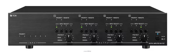 Zestaw nagłośnienia hali sportowej  8 szt TOA CS-761BS 1 szt  TOA MA-725F-EB Wielokanałowy system matrycujący 4 wejścia liniowe stereo - 2