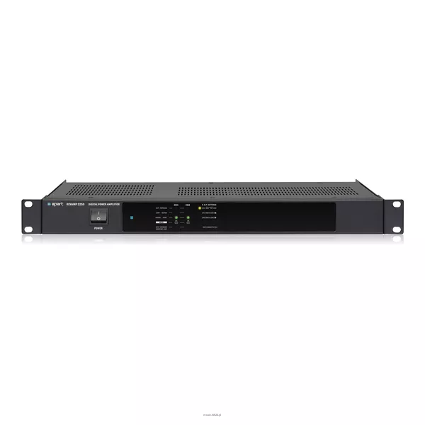 Biamp Revamp 2250 2-kanałowy cyfrowy (klasa D) wzmacniacz mocy z procesorem DSP (6 trybów pracy); 2 x 250W@4Ω, 1x500W@8Ω po zmostkowaniu - 2