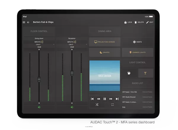 AUDAC MFA208  All-in-one audio solution - 2 x 40W @ 4 Ohm - 80W @ 70/100V - 4