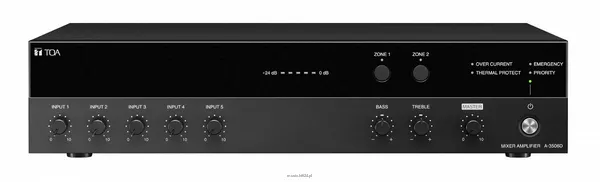 Nagłośnienie sali gimnastycznej TOA HX-5W System głośnikowy z regulowaną charakterystyką promieniowania; zbudowany z 4 modułów głośnikowych moc znamionowa 200W, Wzmacniacz A-3548D   - 2
