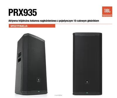 JBL PRX935  Moc: 2000 W szczytowa / 1000 W RMS Aktywna trójdrożna kolumna nagłośnieniowa z pojedynczym 15-calowym głośnikiem