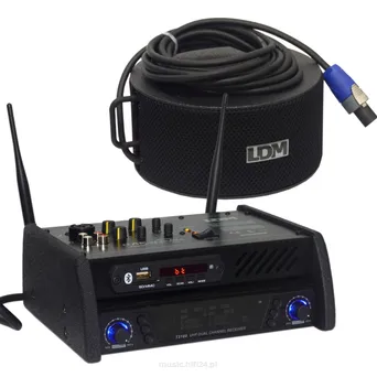 LDM CarSpeaker-90/T2100  H100 - 2 szt mik. bezprzewodowy nagłowny + mikrofon doręczny H100 Nagłośnienie na karawan pogrzebowy lub samochód reklamowy wyposażone w wbudowany odtwarzacz Mp3  