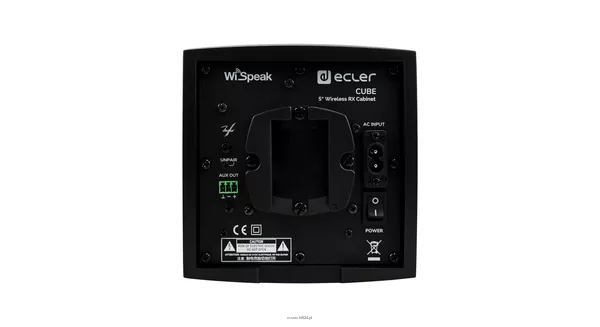 Ecler CUBE WiSpeak to 5” głośnik aktywny, z możliwością bezprzewodowego odbioru sygnału, liniowe wyjście AUX do podłączenia aktywnego subwoofera, wyposażony w system do montażu na szynę oświetleniową - 3