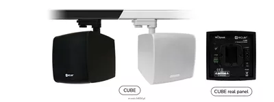 Ecler CUBE WiSpeak to 5” głośnik aktywny, z możliwością bezprzewodowego odbioru sygnału, liniowe wyjście AUX do podłączenia aktywnego subwoofera, wyposażony w system do montażu na szynę oświetleniową
