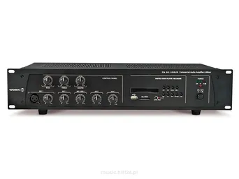 WORK PA 60 USB/R Wzmacniacz miksujący 100 V – moc: 60 W RMS – odtwarzacz MP3 – rejestrator audio – wejście USB – 4 wej. Mic + 4 line + 2 aux