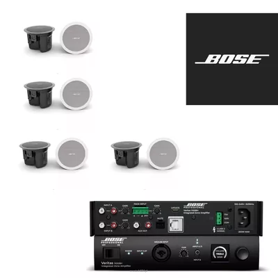 Bose Business 8 – Veritas 1100BH + 8 × FreeSpace FS2C – kompletny zestaw nagłośnienia 100 V do gabinetów, butików, salonów usługowych, kawiarni i biur