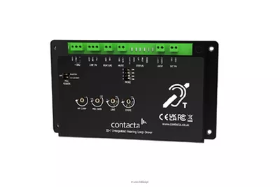 CONTACTA ID-7 Kompaktowy wzmacniacz pętli indukcyjnej z wejściem 75V, napięciem wyjściowym do 15 V RMS i prądem do 5 A RMS. Idealny do sal lekcyjnych i konferencyjnych.