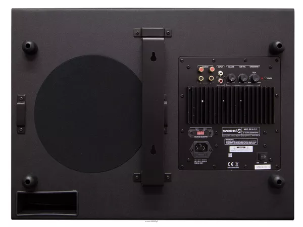 WORK NEO SET 100 BT BIAŁY CZARNY – instalacyjny aktywny zestaw 2.1 BLUETOOTH – Płaski 8 calowy subwoofer naścienny z wbudowanym wzmacniaczem: 2 x 25 W na SAT + 150 W RMS na SUB - 16