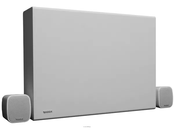 WORK NEO SET 100 BT BIAŁY CZARNY – instalacyjny aktywny zestaw 2.1 BLUETOOTH – Płaski 8 calowy subwoofer naścienny z wbudowanym wzmacniaczem: 2 x 25 W na SAT + 150 W RMS na SUB - 4