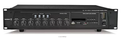 WORK PA 190 USB/R Wzmacniacz miksujący 100 V – moc: 190 W RMS – odtwarzacz MP3 – rejestrator audio – wejście USB – 4 wej mic + 4 line + 2 aux – 4 STREFY