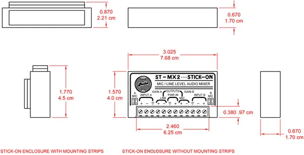 RDL ST-MX2 2 Channel Audio Mixer - Microphone or line input and output - 3