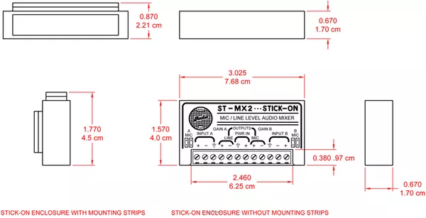 RDL ST-MX2 2 Channel Audio Mixer - Microphone or line input and output - 3