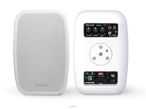 WORK NEO 5 A BT BLUETOOTH - BIAŁA lub czarna, wymiary: 171 x 244 x 166 mm, woofer 5,3 cala, moc: 2 x 30 W RMS, wzmacniacz cyfrowy klasy D, pasmo: 50-22 kHz, SPL 107 dB - 8