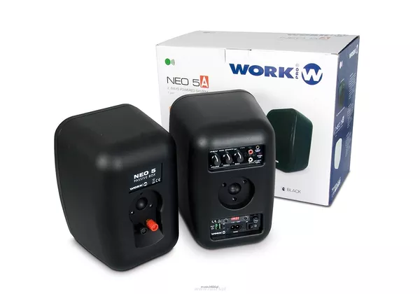 WORK NEO 5 A BT BLUETOOTH - BIAŁA lub czarna, wymiary: 171 x 244 x 166 mm, woofer 5,3 cala, moc: 2 x 30 W RMS, wzmacniacz cyfrowy klasy D, pasmo: 50-22 kHz, SPL 107 dB - 7