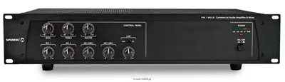 WORK PA 120/2 Wzmacniacz miksujący 100 V – moc nomin: 120 W / 100 V – moc muzyczna: 180 W / 8 ohm - 4 wejścia mikrofonowe + 1 AUX + 4 wejścia liniowe