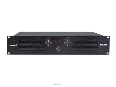 WORK WCE 400 Wzmacniacz mocy 1 U -  2 x 200 W / 8 ohm lub 2 x 400 W / 4 ohm lub 1 x 800 W / 8 ohm / pasmo: 20 – 20 kHz / THD+N: 0,05 %