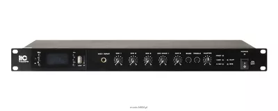 ITC T-240DTB Wzmacniacz miksujący 19", MP3 /FM/ Bluetooth. Klasa D. 240W, 4Ω, 100V