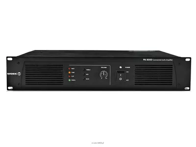 PA 5000 Wzmacniacz mocy 100 V – jednokanałowa końcówka mocy 100 V – moc: 480 W RMS przy 100 V – regulacja barwy tonów – 2 wejścia line / wysokość 2 U / waga 30 kg