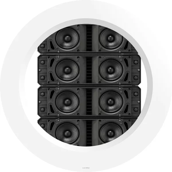 TOA HX-5B  System głośnikowy z regulowaną charakterystyką promieniowania; zbudowany z 4 modułów głośnikowych (woofer + 3 tweetery każdy); moc znamionowa 200W, efektywność 96-99 dB SPL (zależnie od kąta otwarcia), pasmo przenoszenia 70(85)Hz - 20kHz (zależ - 4