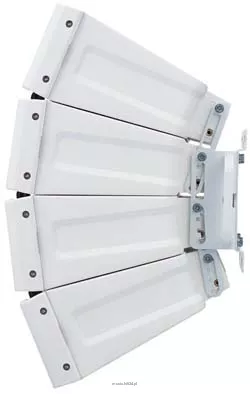 TOA HX-5W System głośnikowy z regulowaną charakterystyką promieniowania; zbudowany z 4 modułów głośnikowych (woofer + 3 tweetery każdy); moc znamionowa 200W, efektywność 96-99 dB SPL (zależnie od kąta otwarcia), pasmo przenoszenia 70(85)Hz - 20kHz (zależn - 3