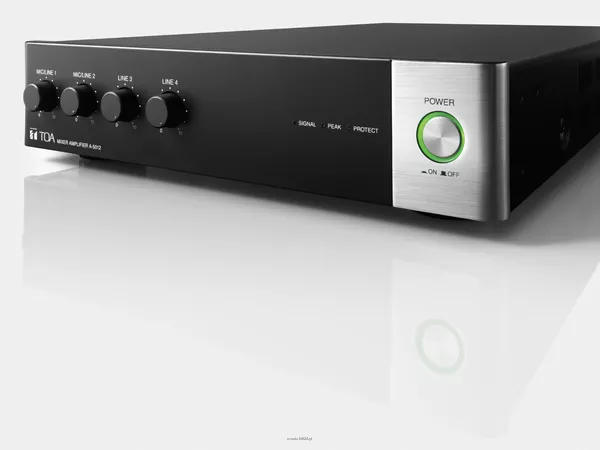 TOA A-5006  Cyfrowy wzmacniacz miksujący 60W; 1-strefowyl wyjścia 100V/4Ohm, 2 wejścia zbalansowane MIC/LINE, 2 wejścia stereo LINE, procesor DSP - 2