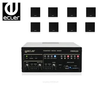 Zestaw głośników  ECLER eAMBIT103 (15W) biały / czarny 8 szt Power mikser z playerem USB/SD ECLER HMA120  1 szt. 